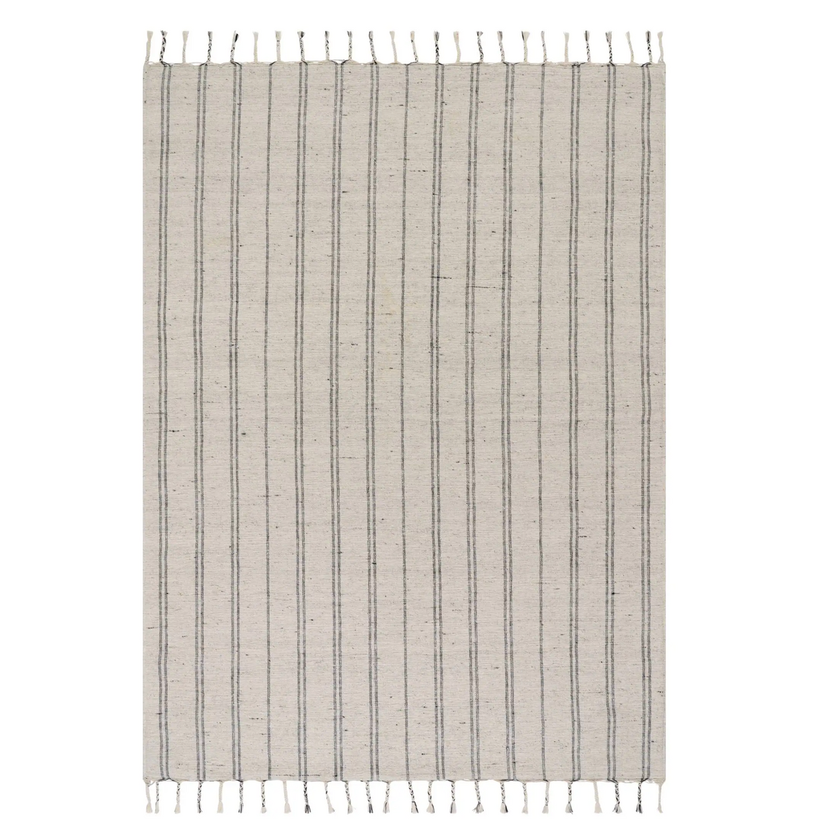 Arven Striped Handmade Cotton Rug | Grey
