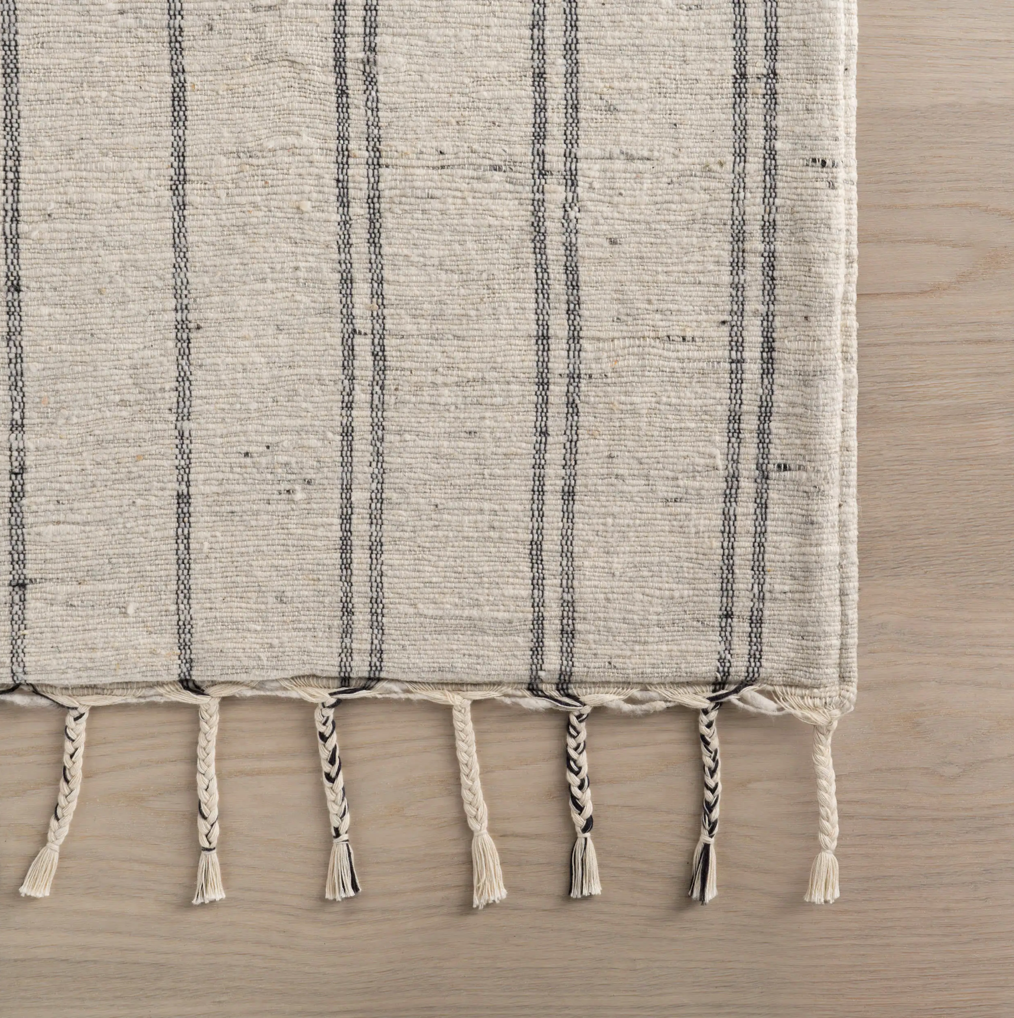 Arven Striped Handmade Cotton Rug | Grey