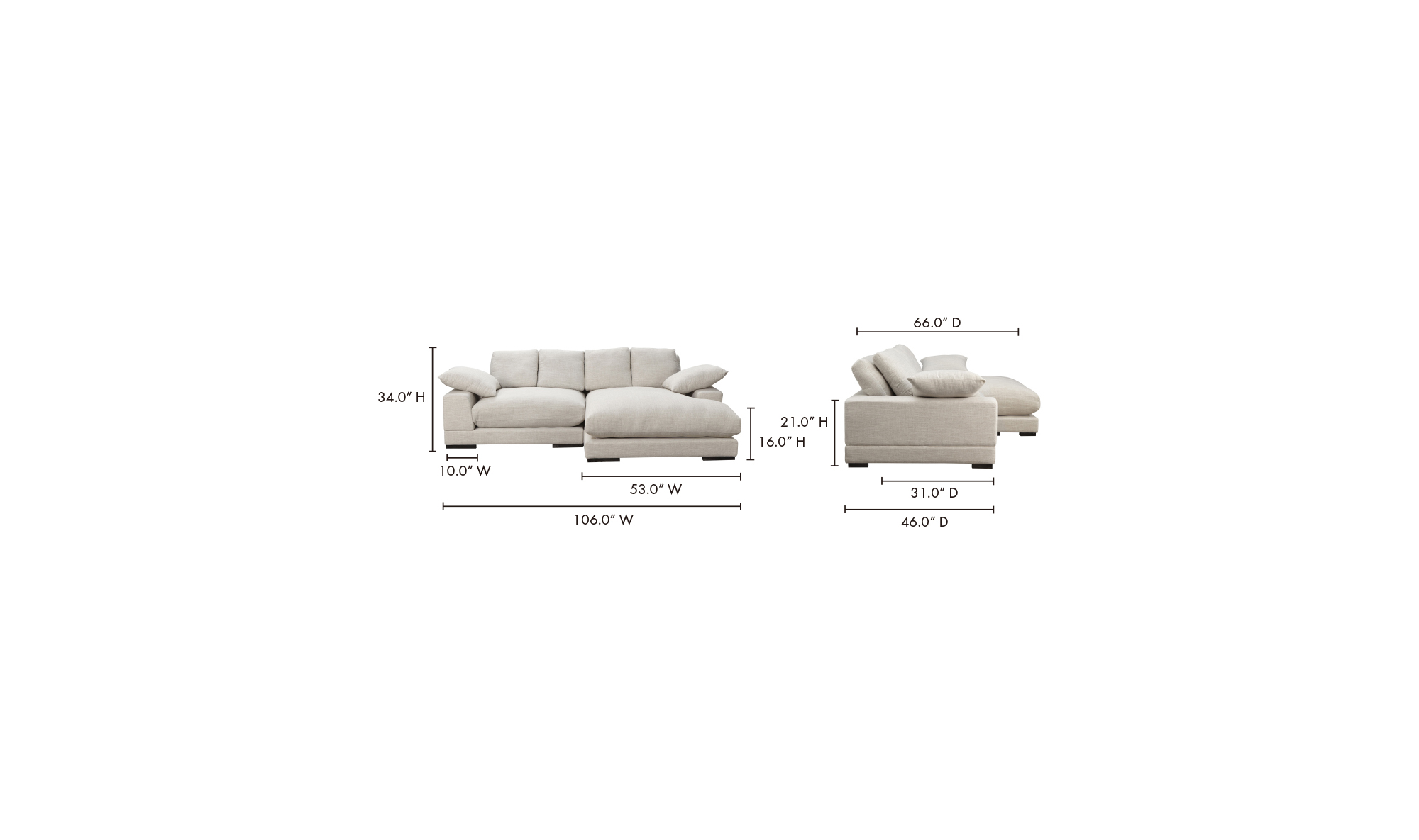 Davin 2 Piece Sectional - Sahara